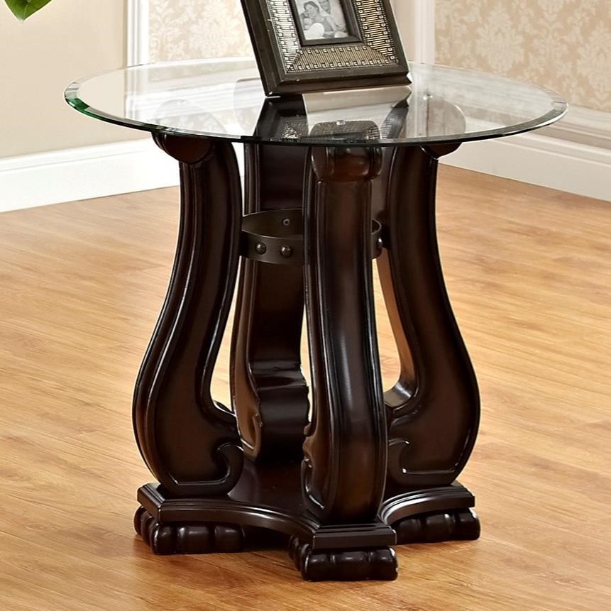 Crown Mark Madison 4320 02 Traditional End Table with Glass Top